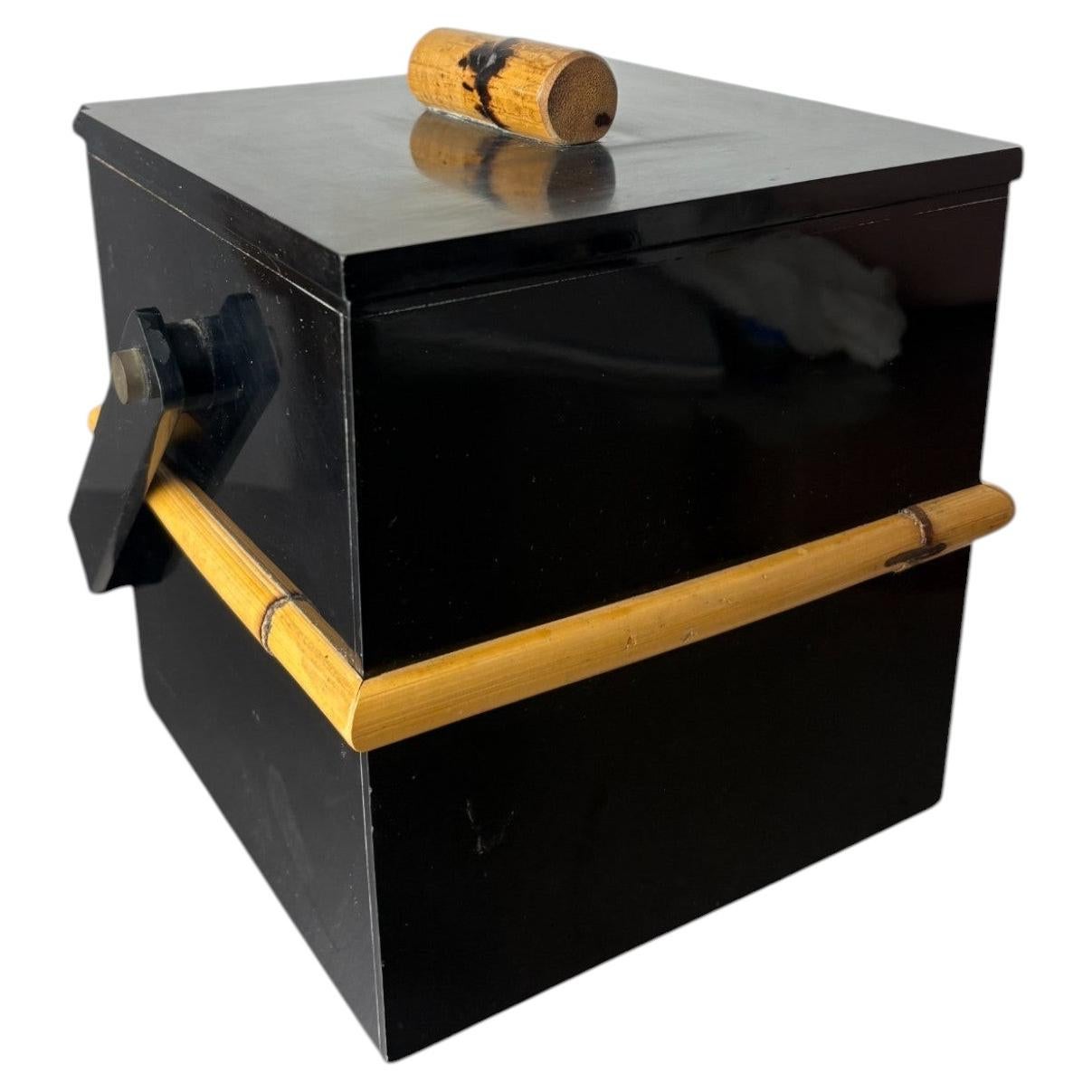 Hollywood Regency Bamboo & Lucite Ice Bucket, Italy, 1970s For Sale