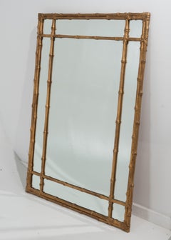 Hollywood Regency Bamboo Motif Gilt Mirror