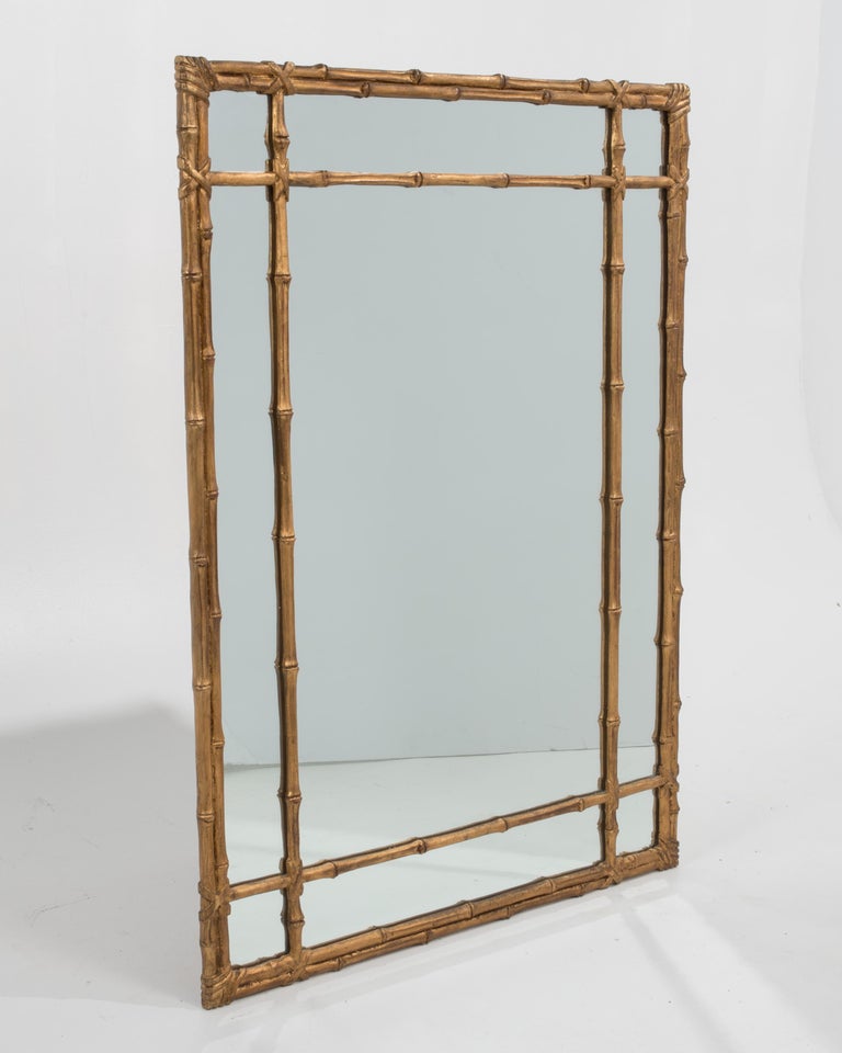 Hollywood Regency Bamboo Motif Gilt Mirror at 1stDibs