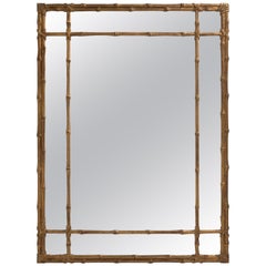 Hollywood Regency Bamboo Motif Gilt Mirror