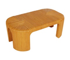 Table basse ou table de cocktail en rotin de bambou Hollywood Regency