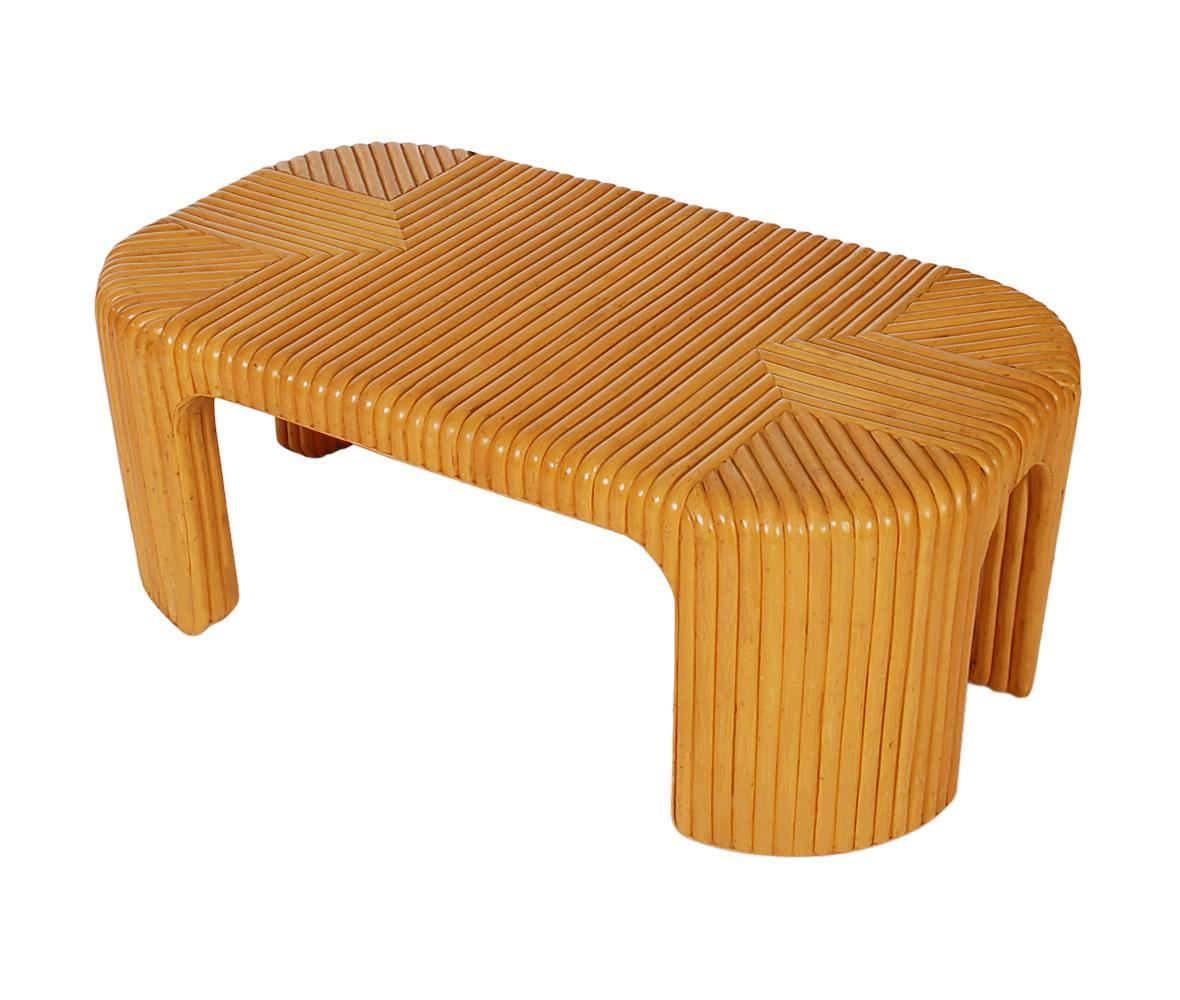 Late 20th Century Hollywood Regency Bamboo Rattan Coffee Table or Cocktail Table