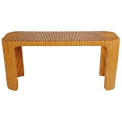 Vintage Hollywood Regency Bamboo Rattan Console Table or Sofa Table