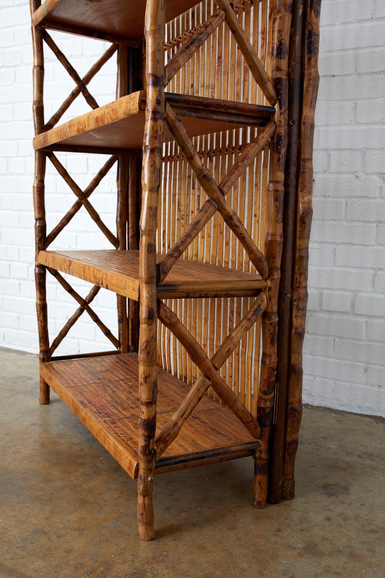 Hollywood Regency Bamboo Rattan Étagère Bookcase at 1stDibs bamboo