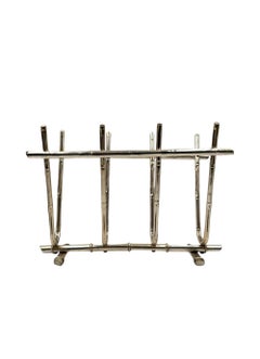 Hollywood regency bamboo shaped brass magazine rack, Italy 1970s