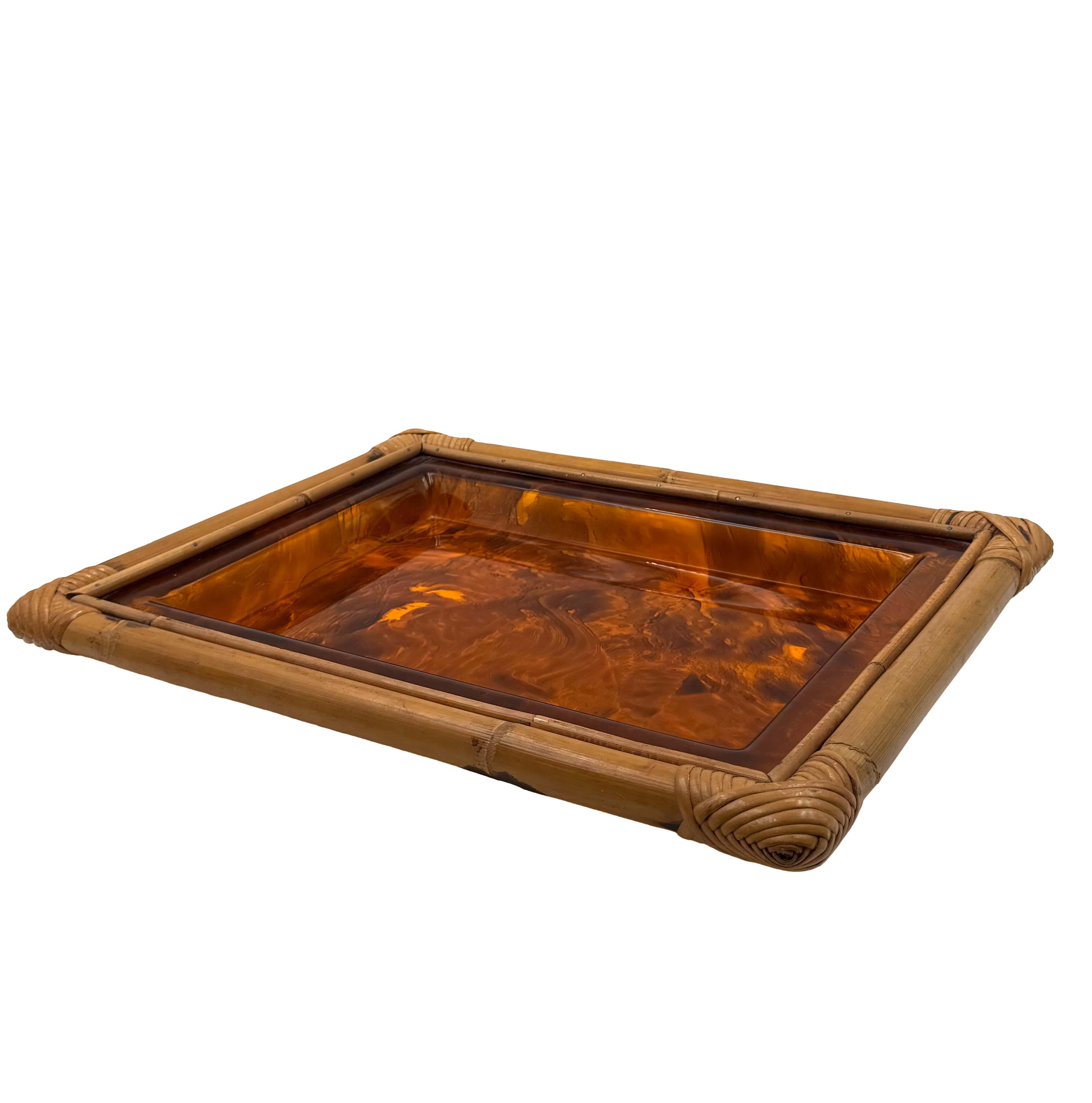 Hollywood regency bamboo tray, Italy 1970s in vendita 3