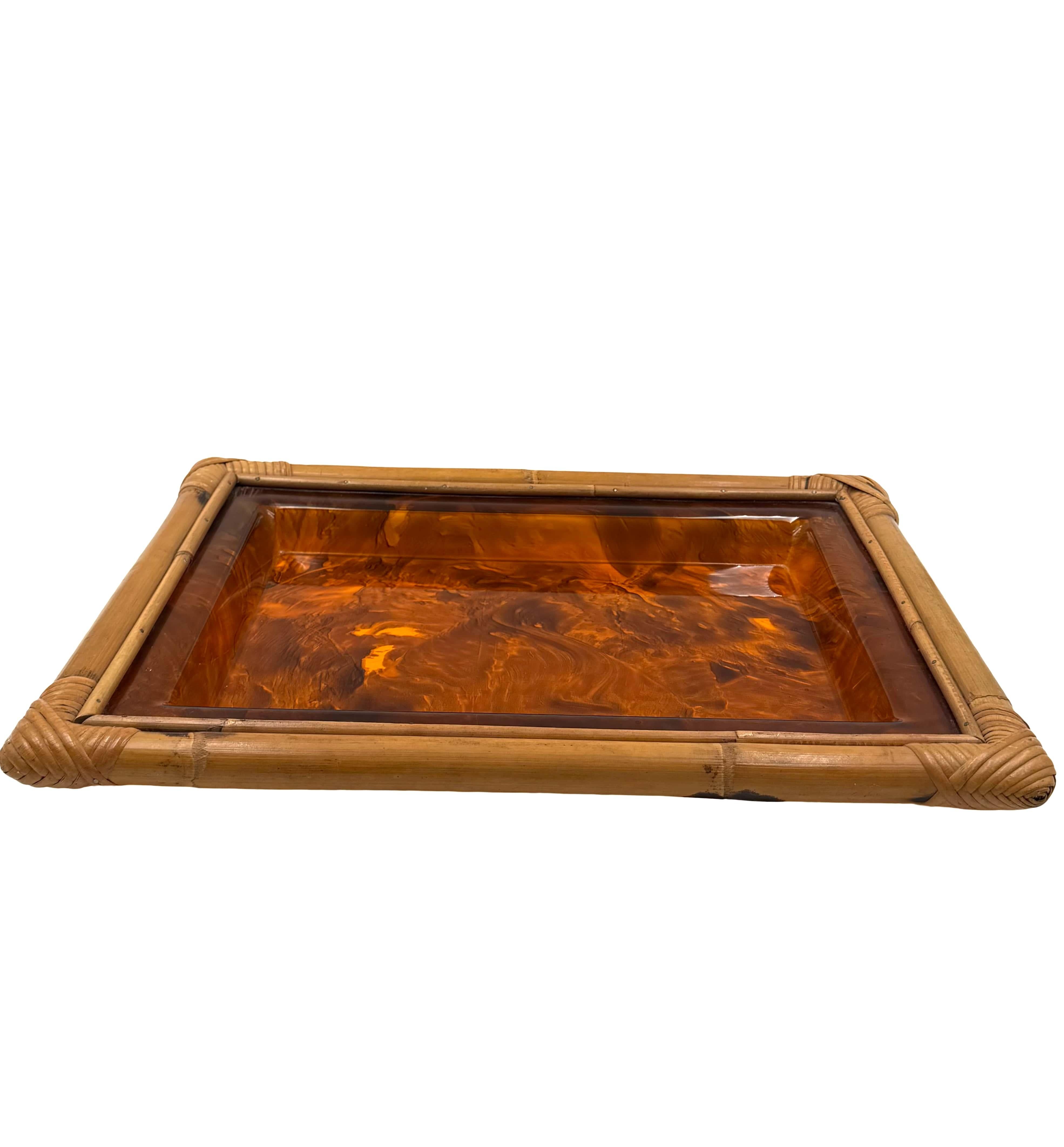 Hollywood regency bamboo tray, Italy 1970s in vendita 4
