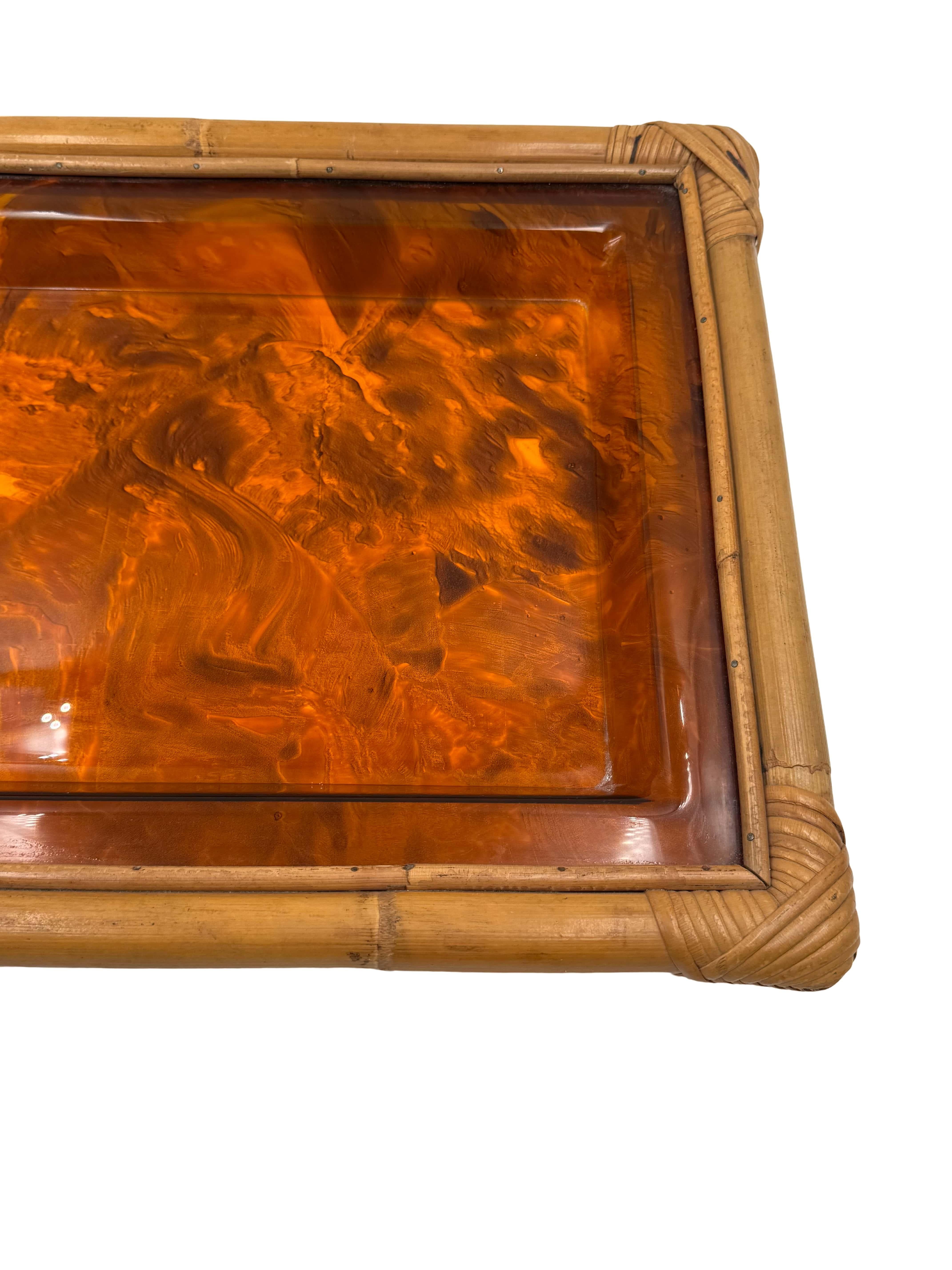 Hollywood regency bamboo tray, Italy 1970s in vendita 5