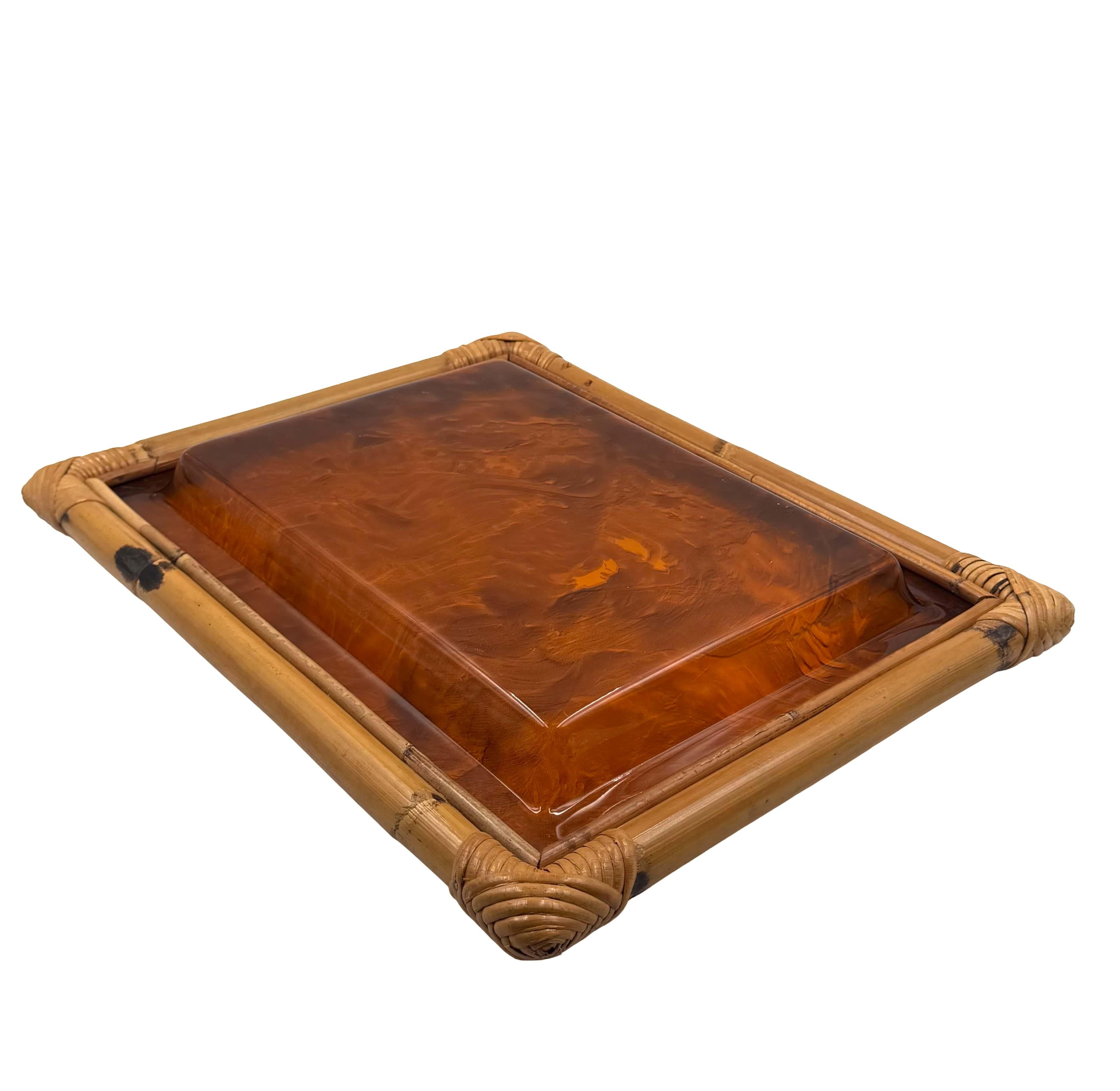 Hollywood regency bamboo tray, Italy 1970s in vendita 6