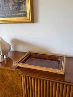 Plateau en bambou de style régence hollywoodienne, Italie 1970