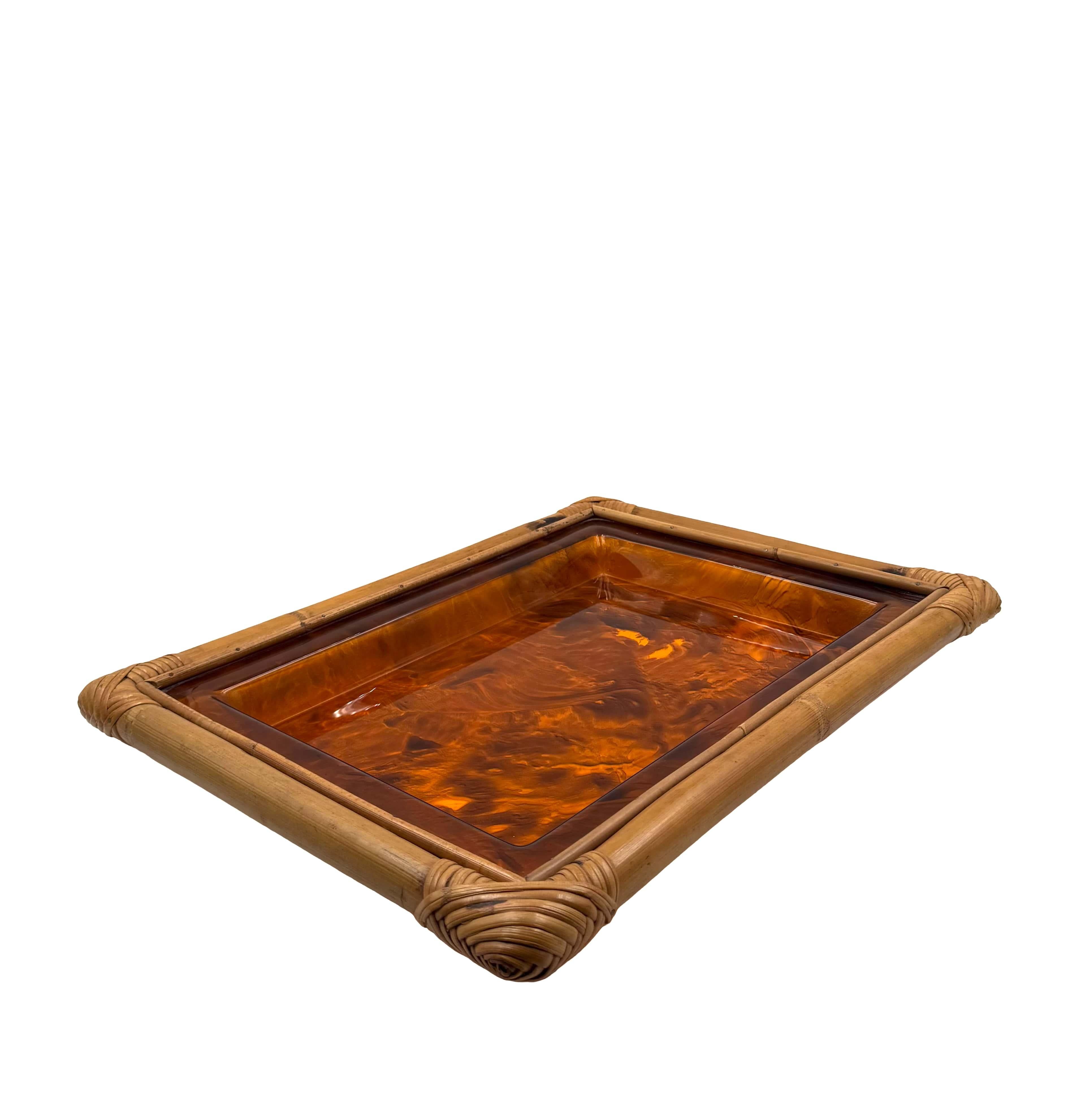 Hollywood regency bamboo tray, Italy 1970s In condizioni ottime in vendita a Firenze, IT