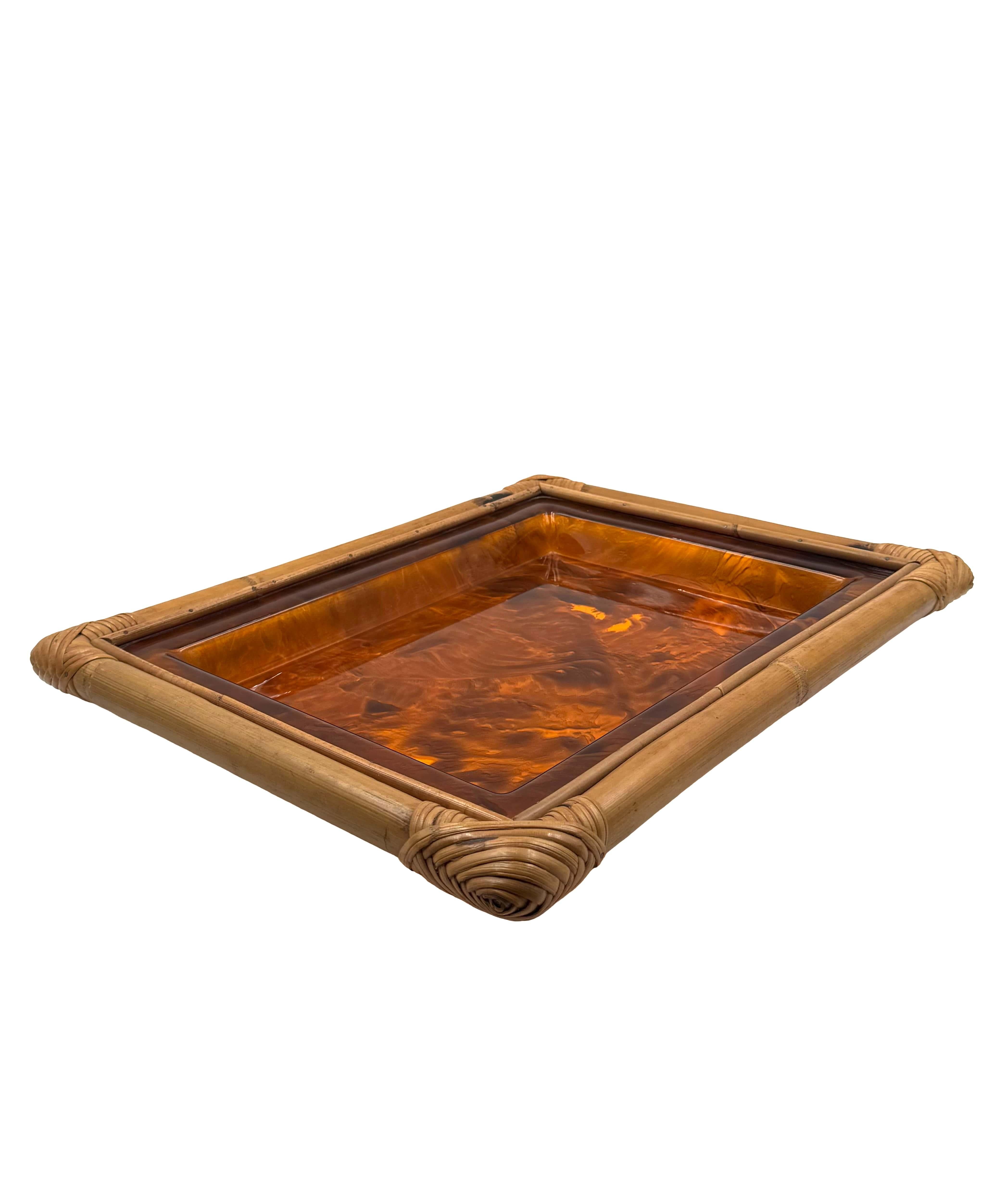 Hollywood regency bamboo tray, Italy 1970s in vendita 1
