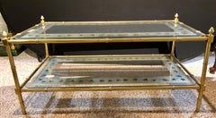 Hollywood Regency Baques Style Coffee Table Brass Bamboo and Églomisé Form