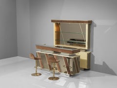 Hollywood Regency Bar Cabinet and Bar Stools in the Style of Willy Rizzo