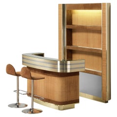 Hollywood Regency Bar Cabinet and Bar Stools in the Style of Willy Rizzo 