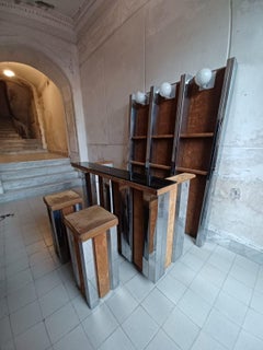 Hollywood-Regency-Barschrank und Barhocker im Stil von Willy RizzoSi