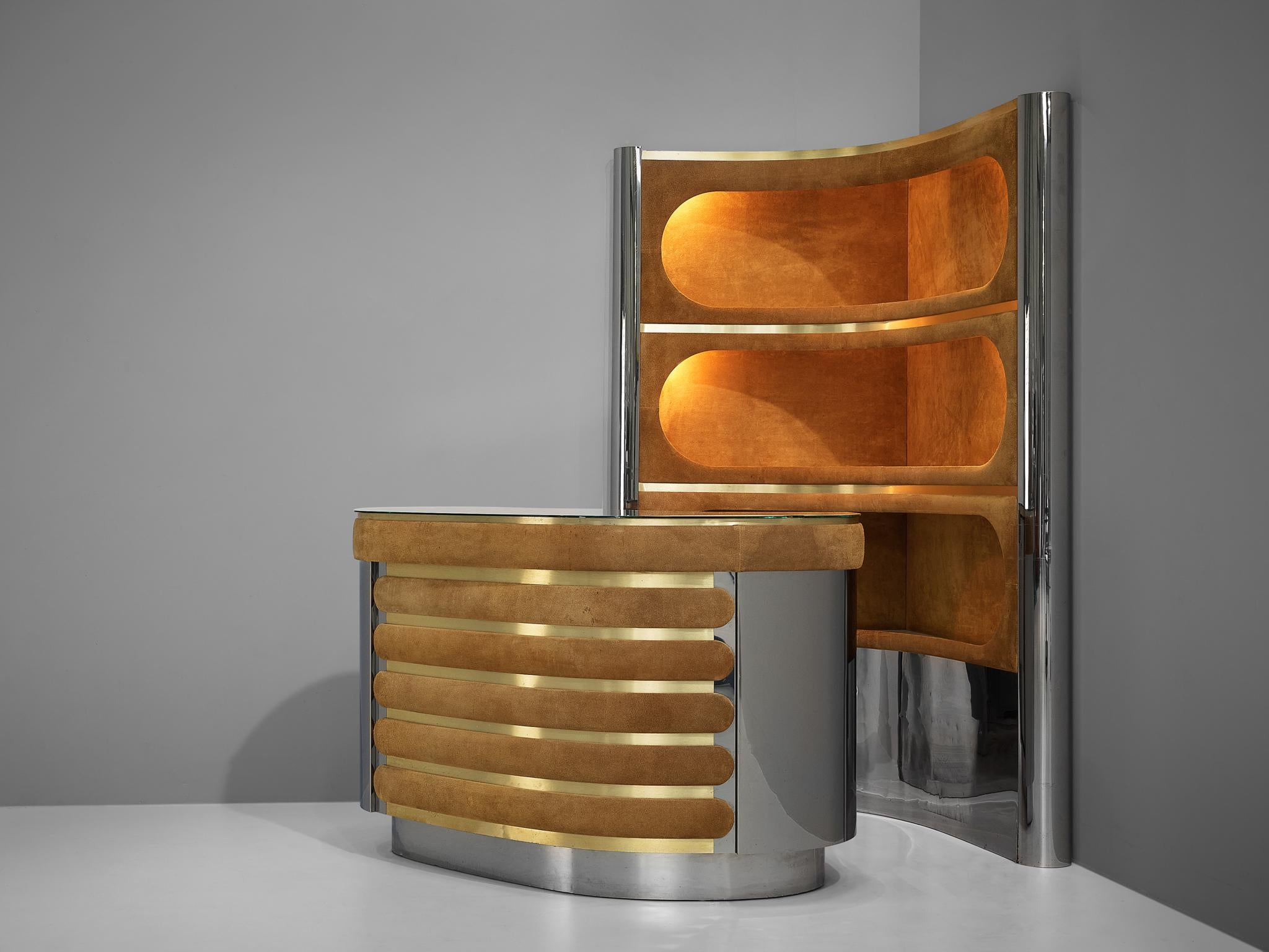Mid-Century Modern Hollywood Regency Bar Cabinet in the Style of Willy Rizzo