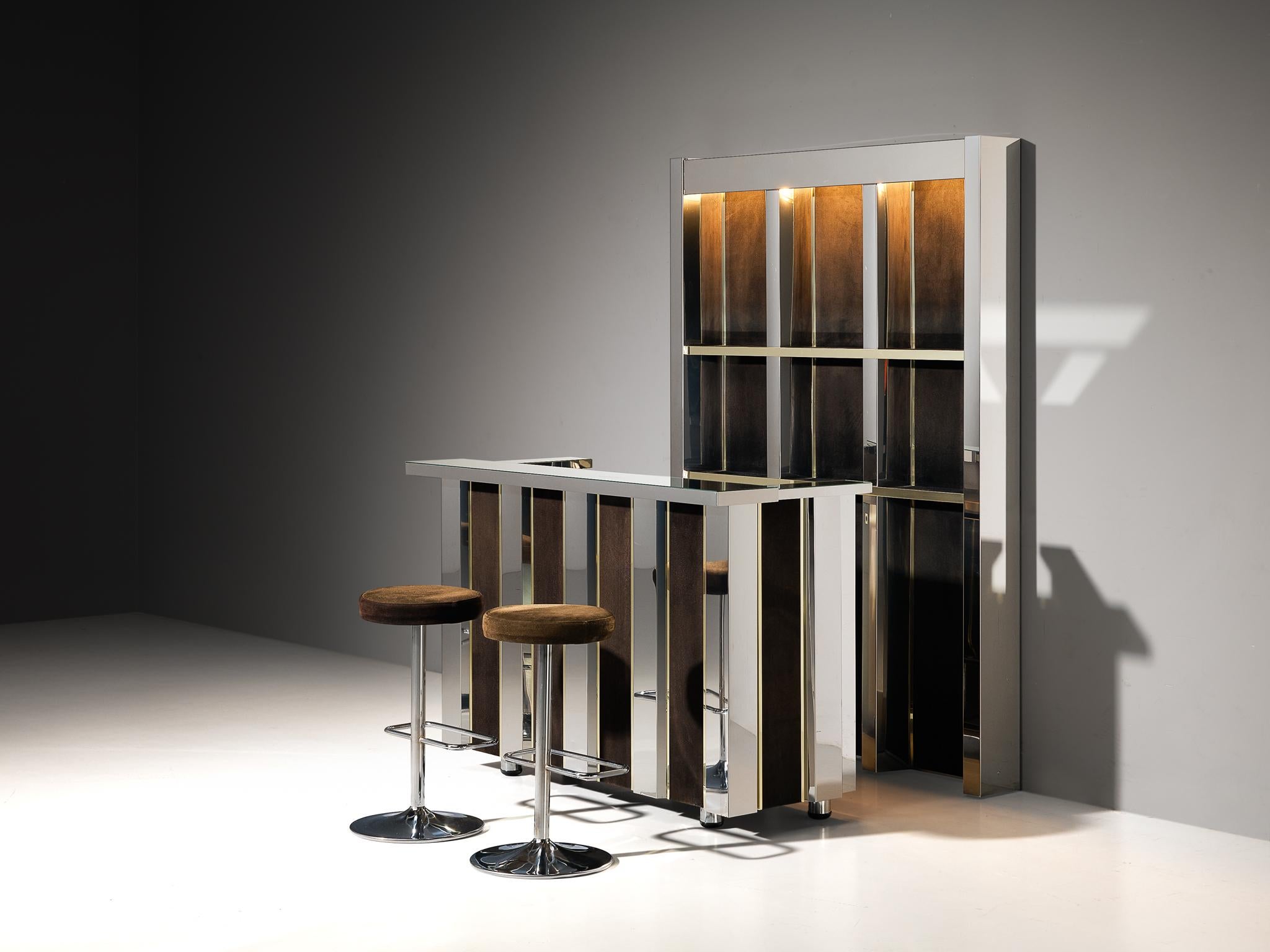 Italian Hollywood Regency Bar Cabinet in the Style of Willy Rizzo For Sale