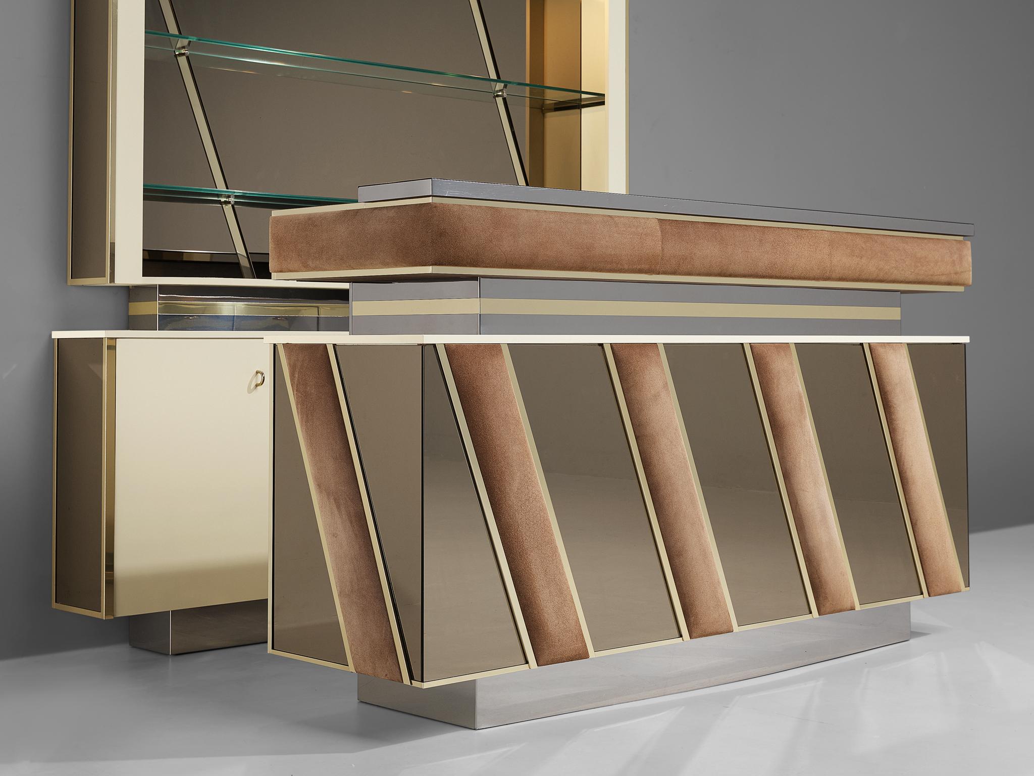 Metal Hollywood Regency Bar Cabinet in the Style of Willy Rizzo For Sale