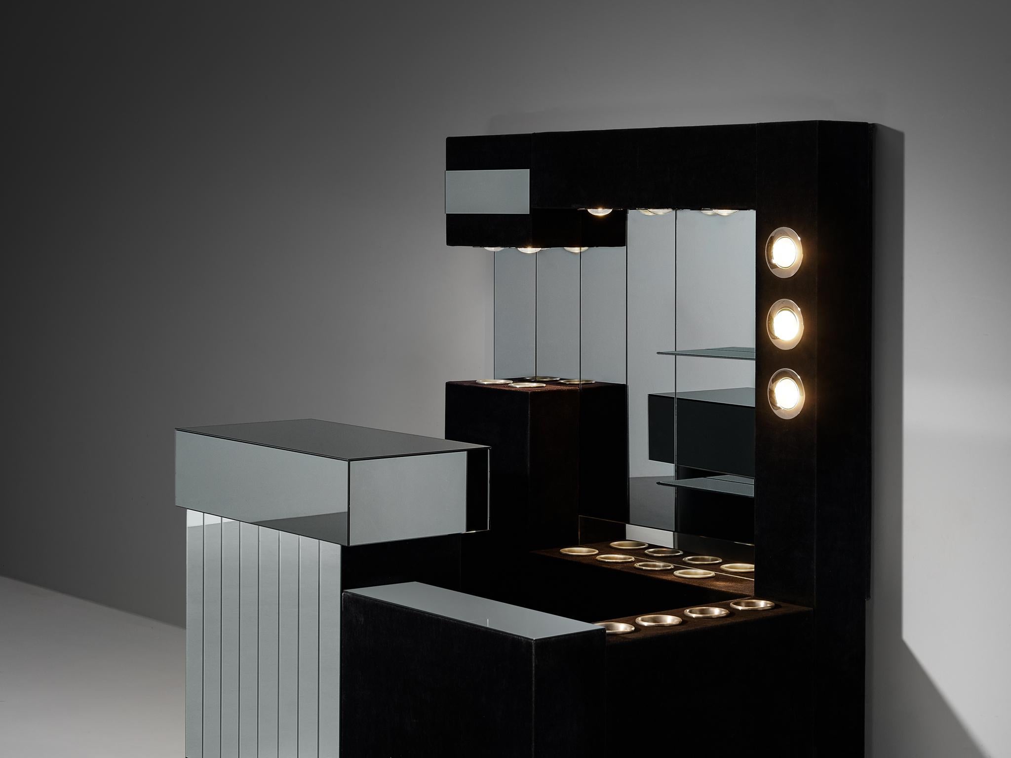 Aluminum Hollywood Regency Bar Cabinet in the Style of Willy Rizzo For Sale