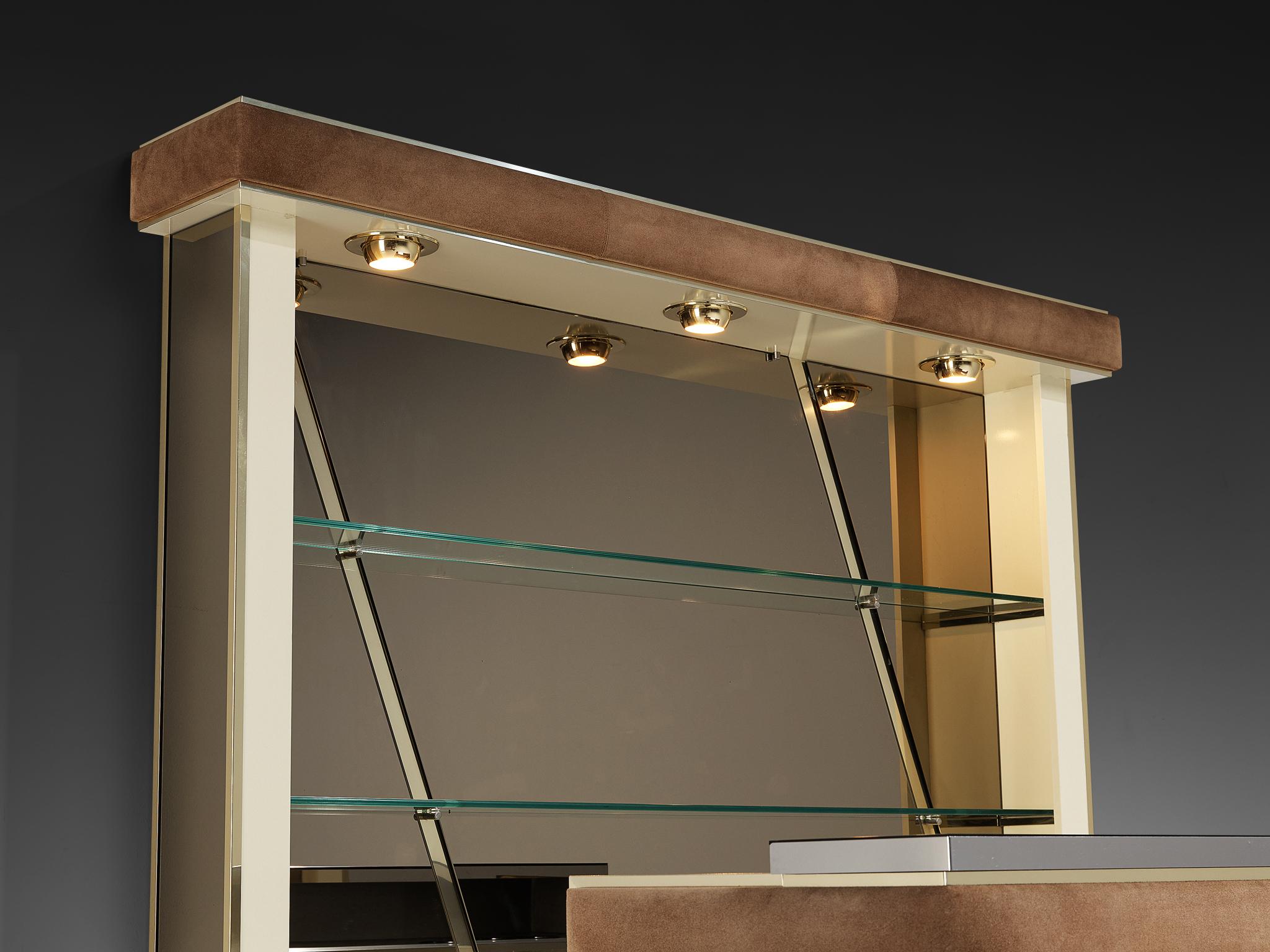 Metallo Mobile bar Hollywood Regency nello stile di Willy Rizzo in vendita