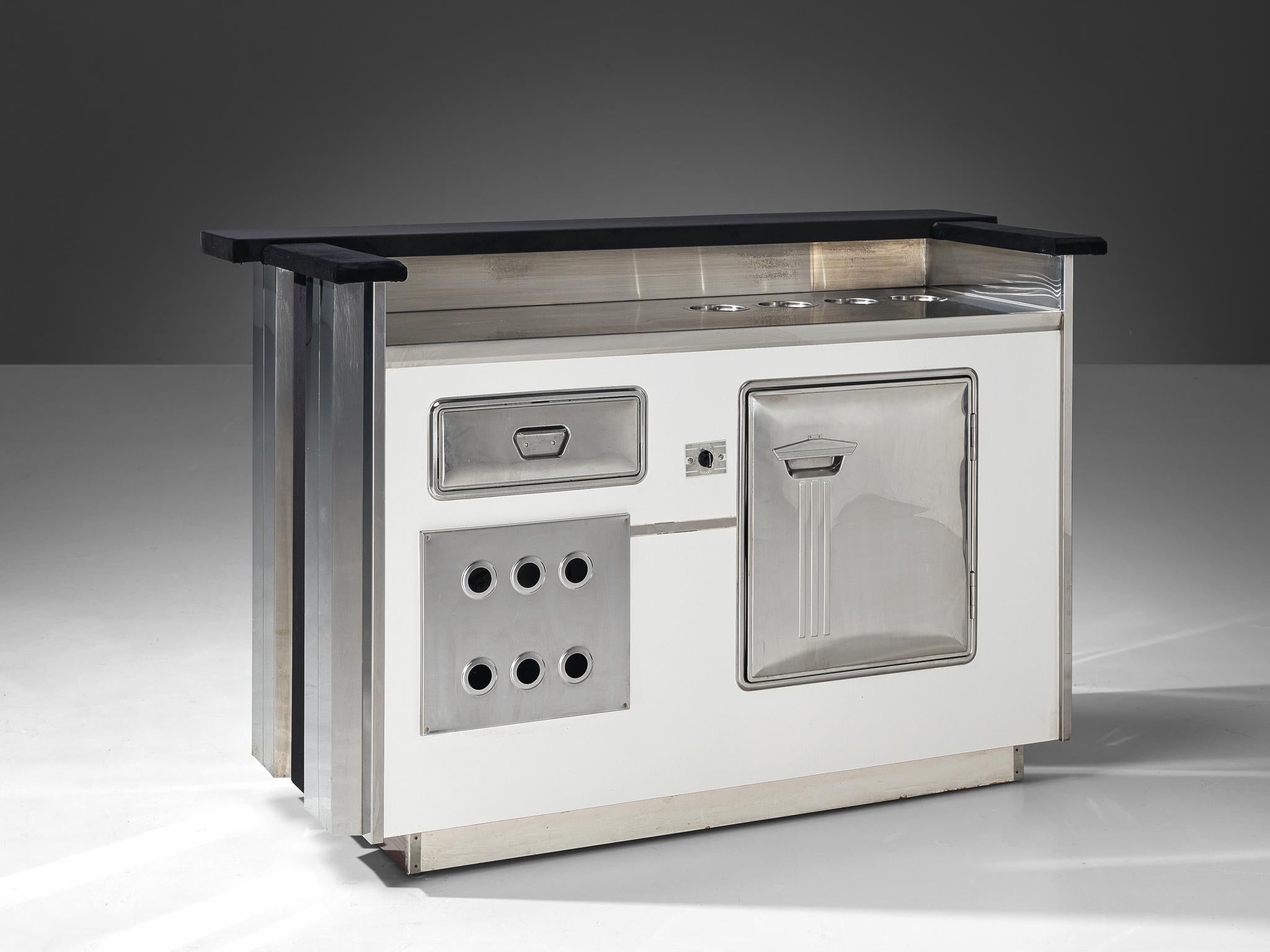 Aluminum Hollywood Regency Bar Cabinet in the Style of Willy Rizzo For Sale