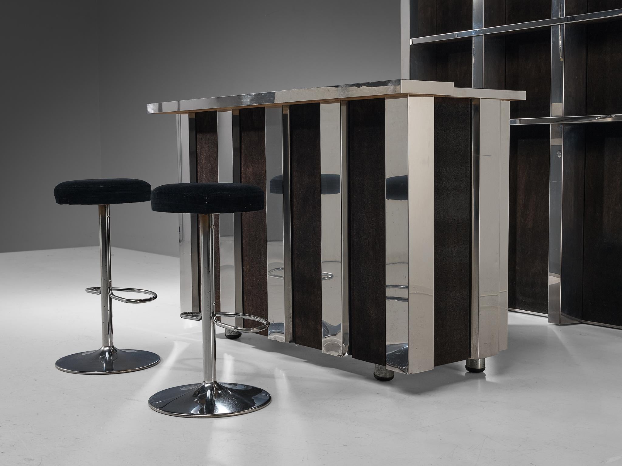 Post-Modern Hollywood Regency Bar Cabinet with Bar Stools in the Style of Willy Rizzo