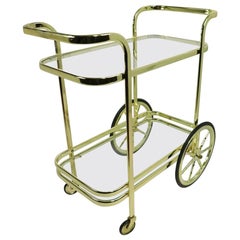 Hollywood Regency Bar Cart in Brass and Glass