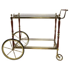 Hollywood Regency Bar Cart Made of Brass and Mahogany by Maison Jansen