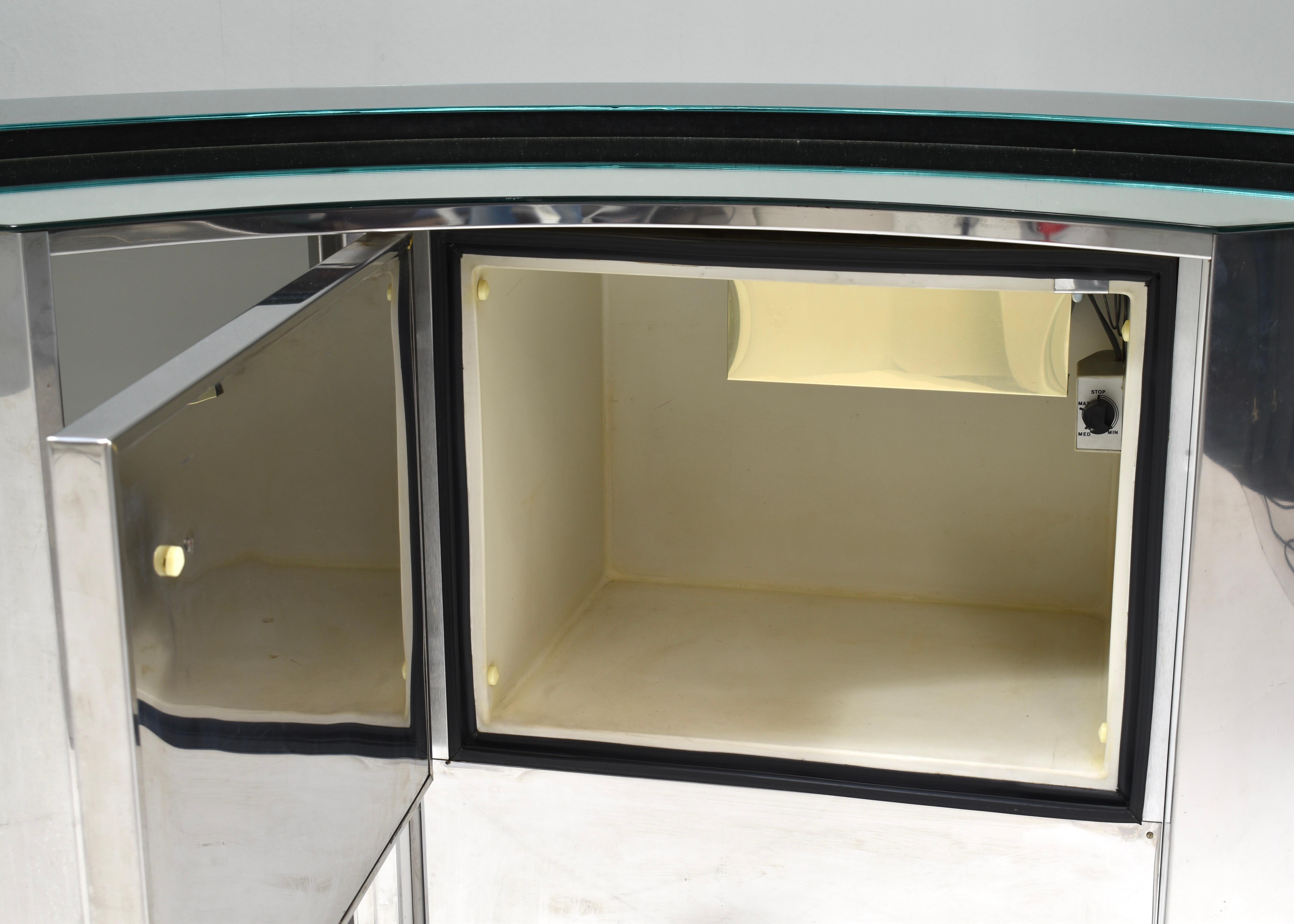 Hollywood Regency Bar in the style of Willy Rizzo Black Suede Brass Chrome 1970s For Sale 8
