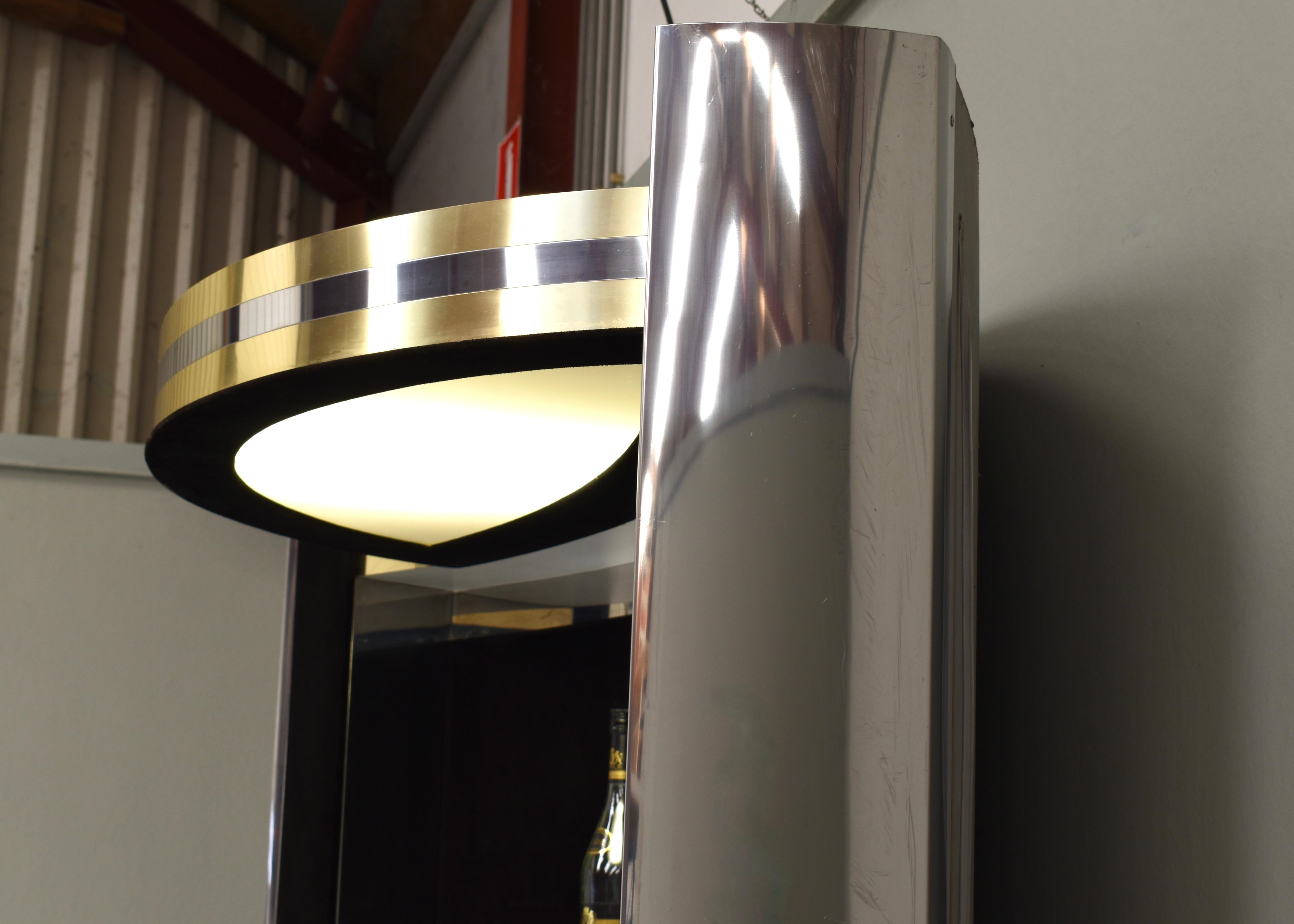 Hollywood Regency Bar in the style of Willy Rizzo Black Suede Brass Chrome 1970s For Sale 10