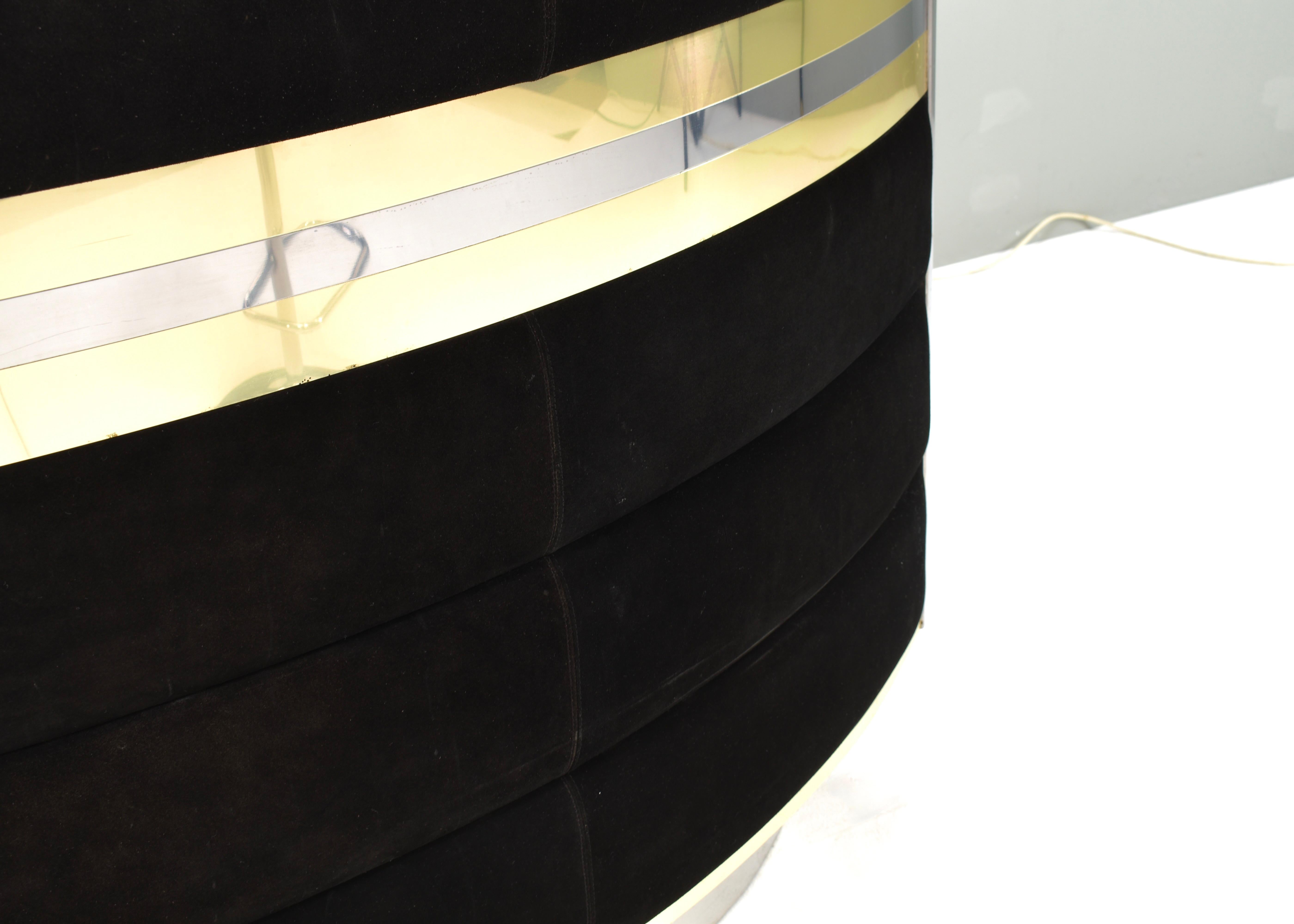 Hollywood Regency Bar in the style of Willy Rizzo Black Suede Brass Chrome 1970s For Sale 13