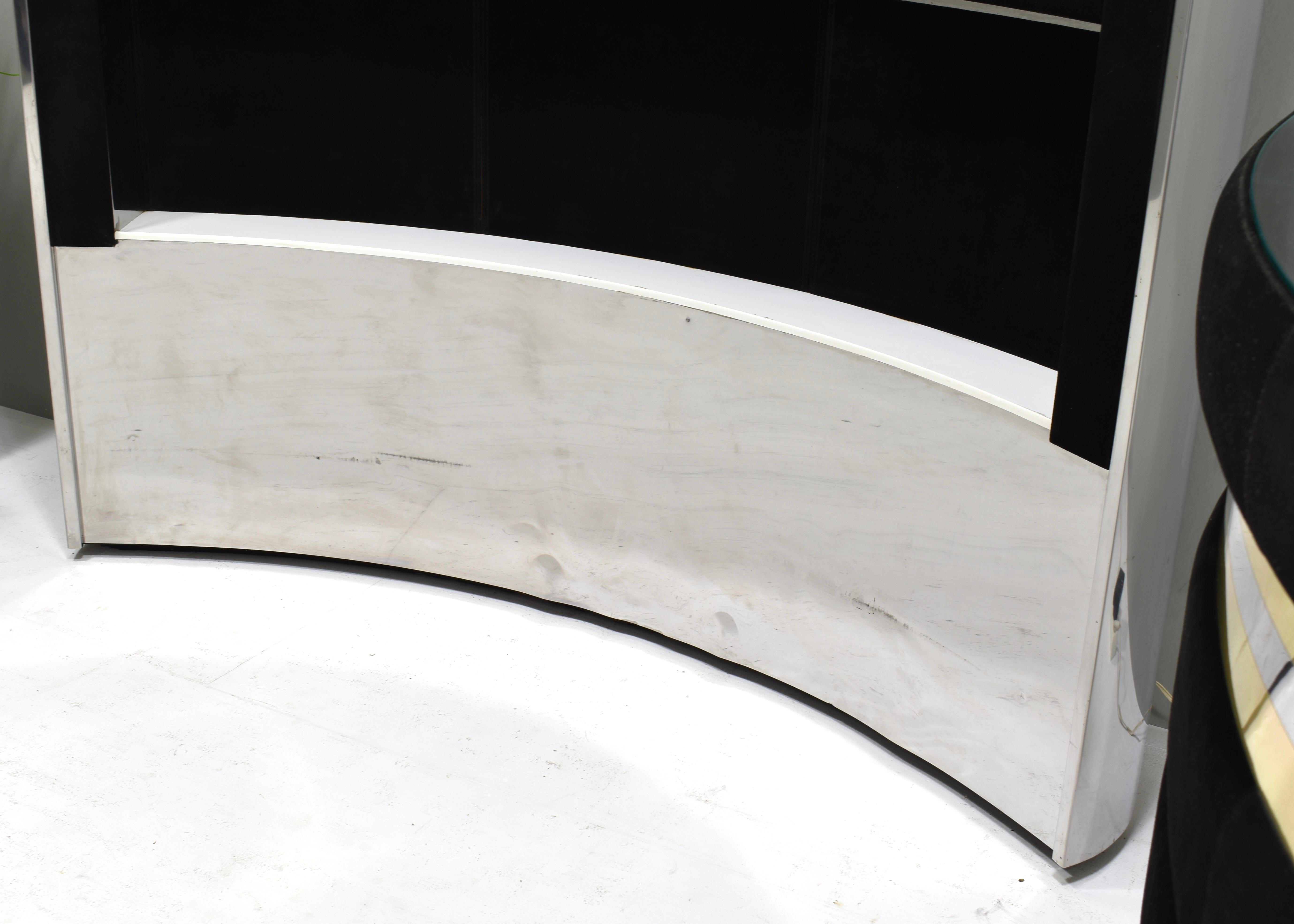 Hollywood Regency Bar in the style of Willy Rizzo Black Suede Brass Chrome 1970s For Sale 14