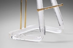 Bar Stool / Drafting Stool in Lucite & Brass Attributed to Leon Frost, c. 1970s