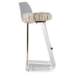 Bar Stool / Drafting Stool in Lucite & Brass Attributed to Leon Frost, c. 1970s