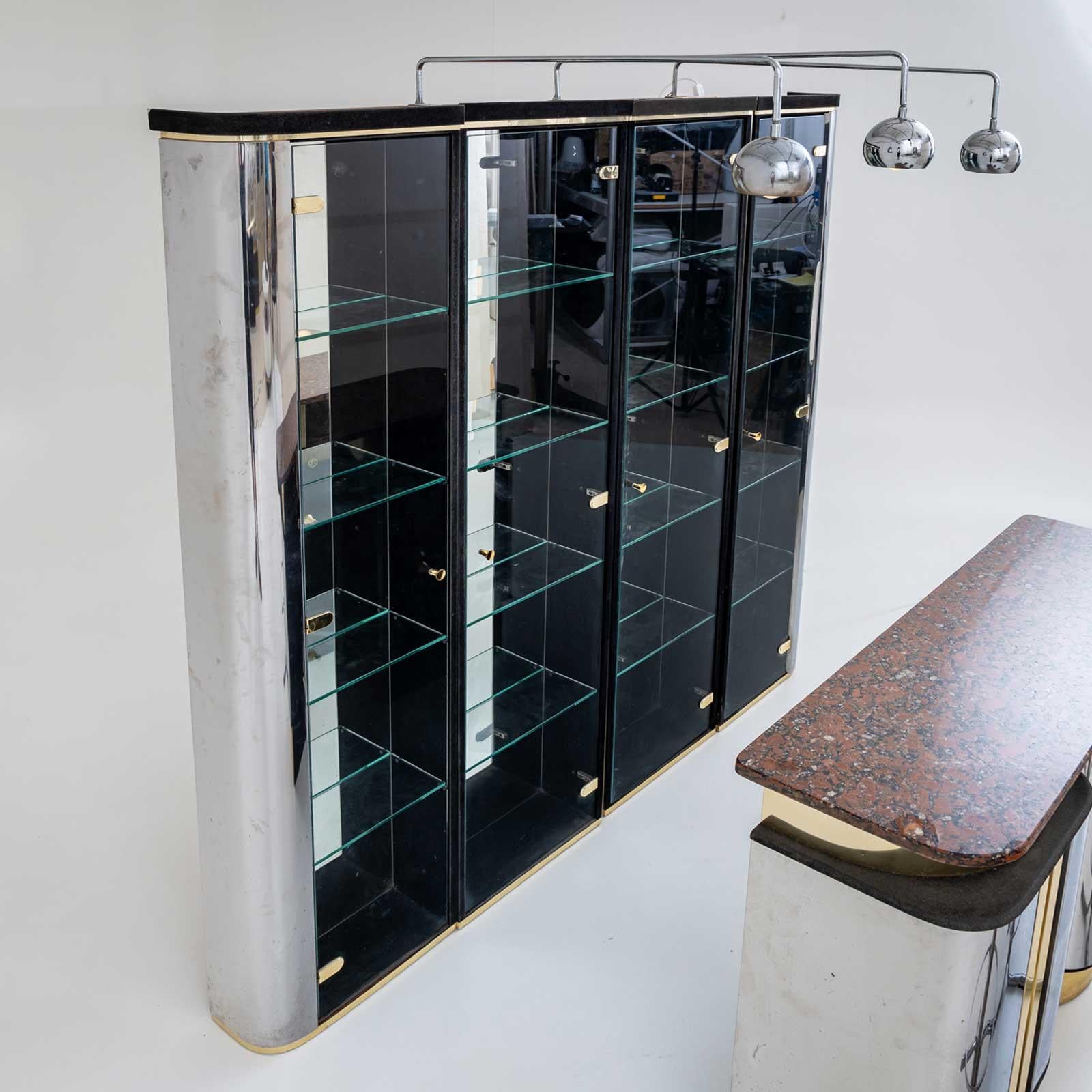 Aluminum Hollywood Regency Bar with Counter, Italy 1970s For Sale