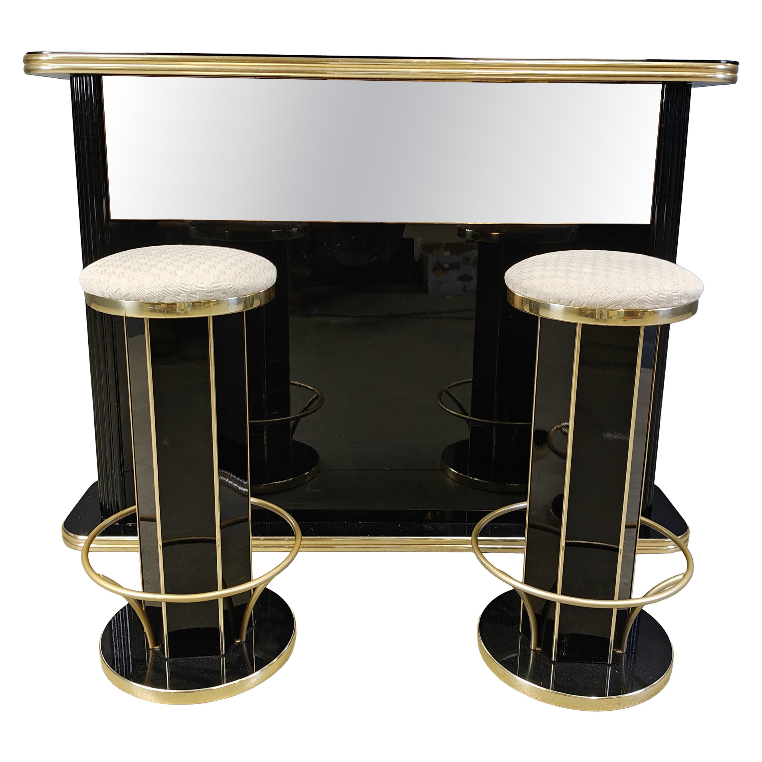 Hollywood regency bar with stools, 1970s - Italy For Sale