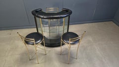 Hollywood regency bar with three stools, 1970s - Italy