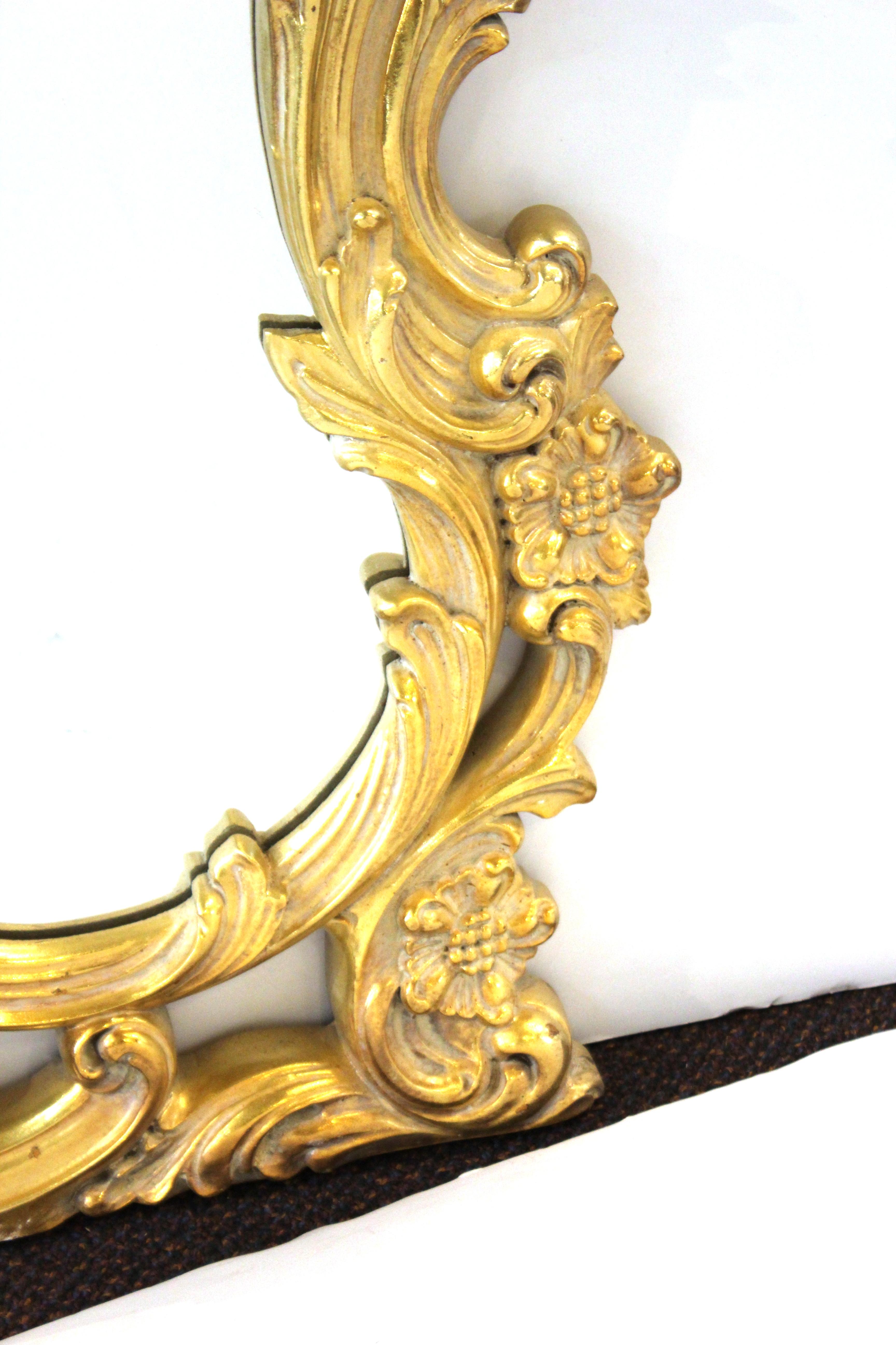 Giltwood Hollywood Regency Baroque Revival Style Gold Frame Mirror