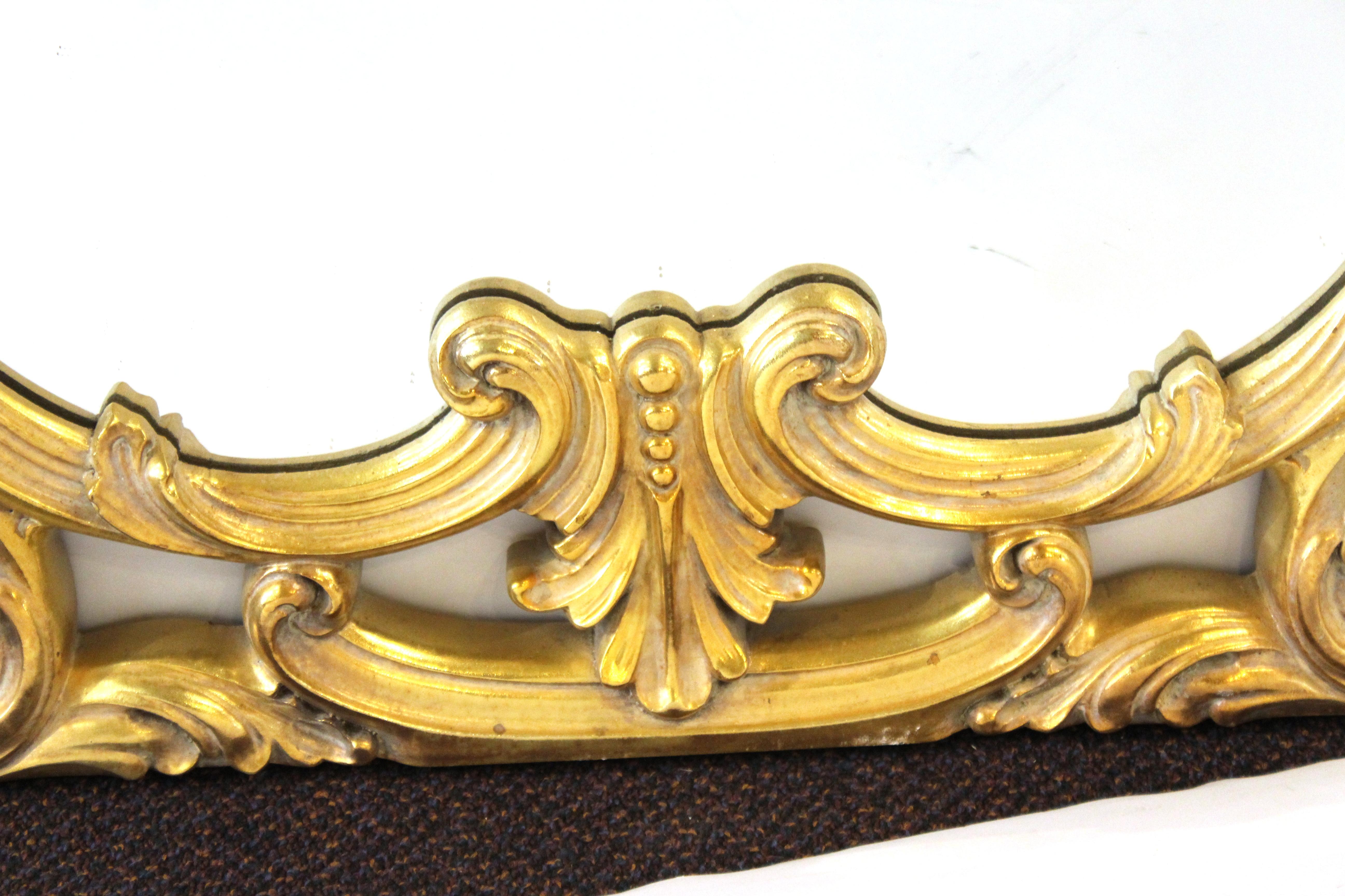 Hollywood Regency Baroque Revival Style Gold Frame Mirror 1