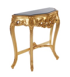 Hollywood Regency Baroque Style French Gold & Marble Console Table / Sofa Table
