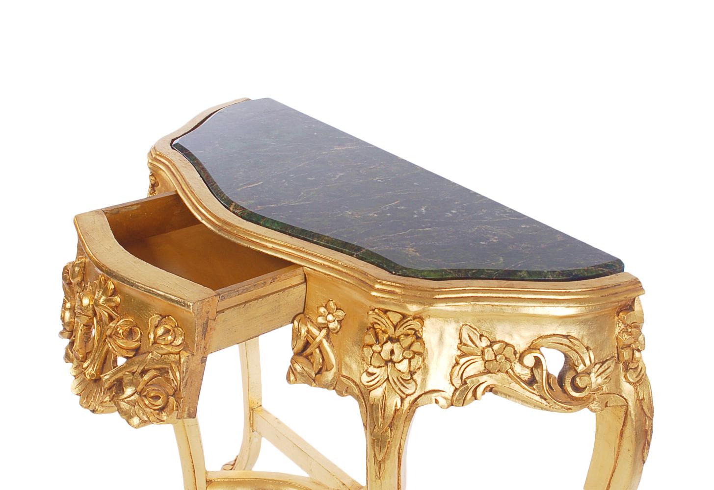 Baroque Revival Hollywood Regency Baroque Style French Gold & Marble Console Table / Sofa Table 
