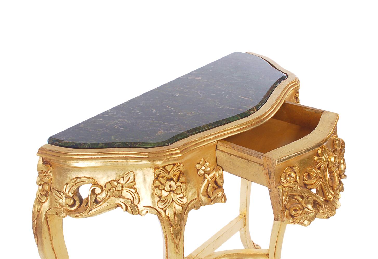 Mid-20th Century Hollywood Regency Baroque Style French Gold & Marble Console Table / Sofa Table 