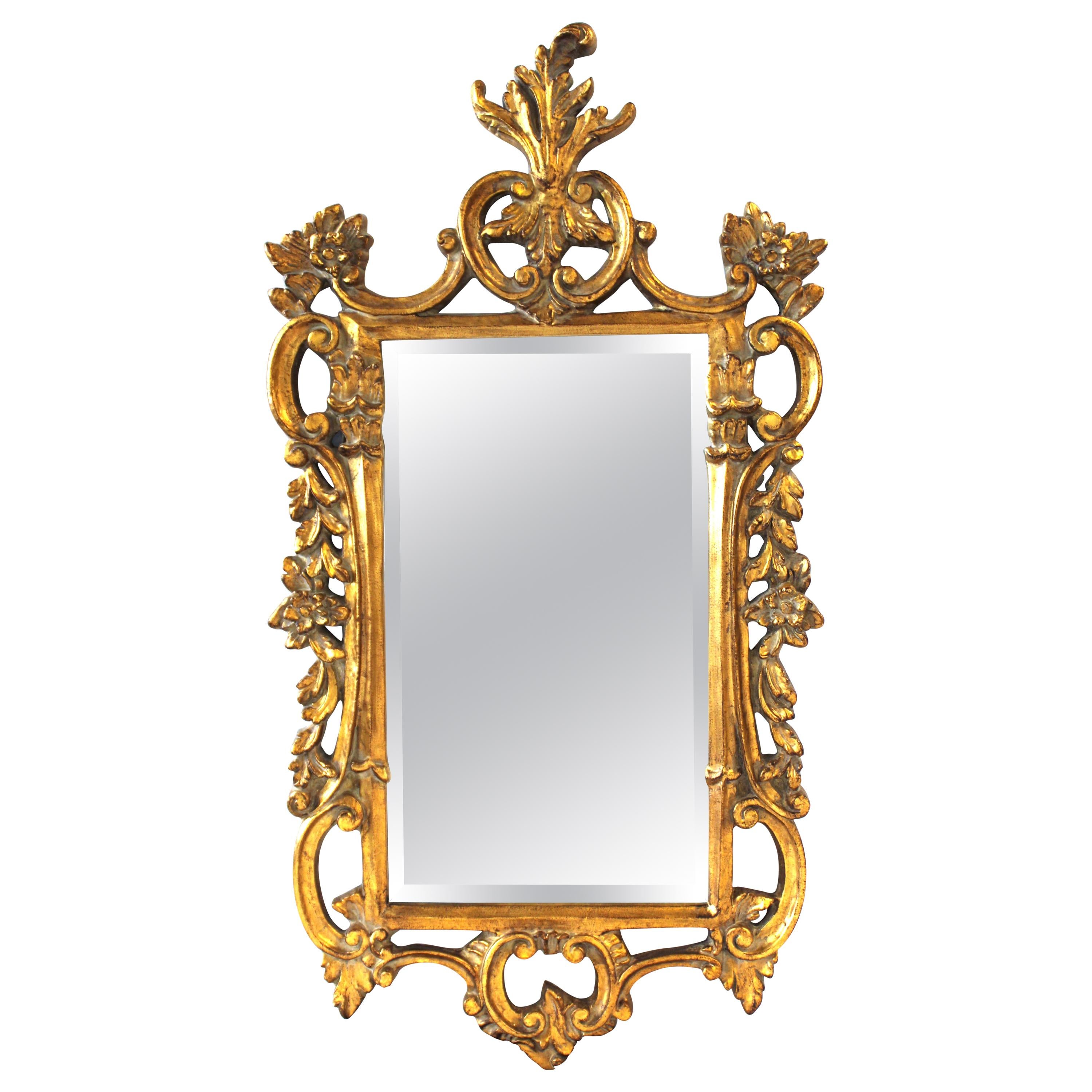 Hollywood Regency Baroque Style Mirror with Giltwood Frame