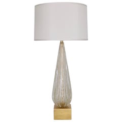 Hollywood Regency Barovier Lamp in Murano Glass with Gold Inclusions