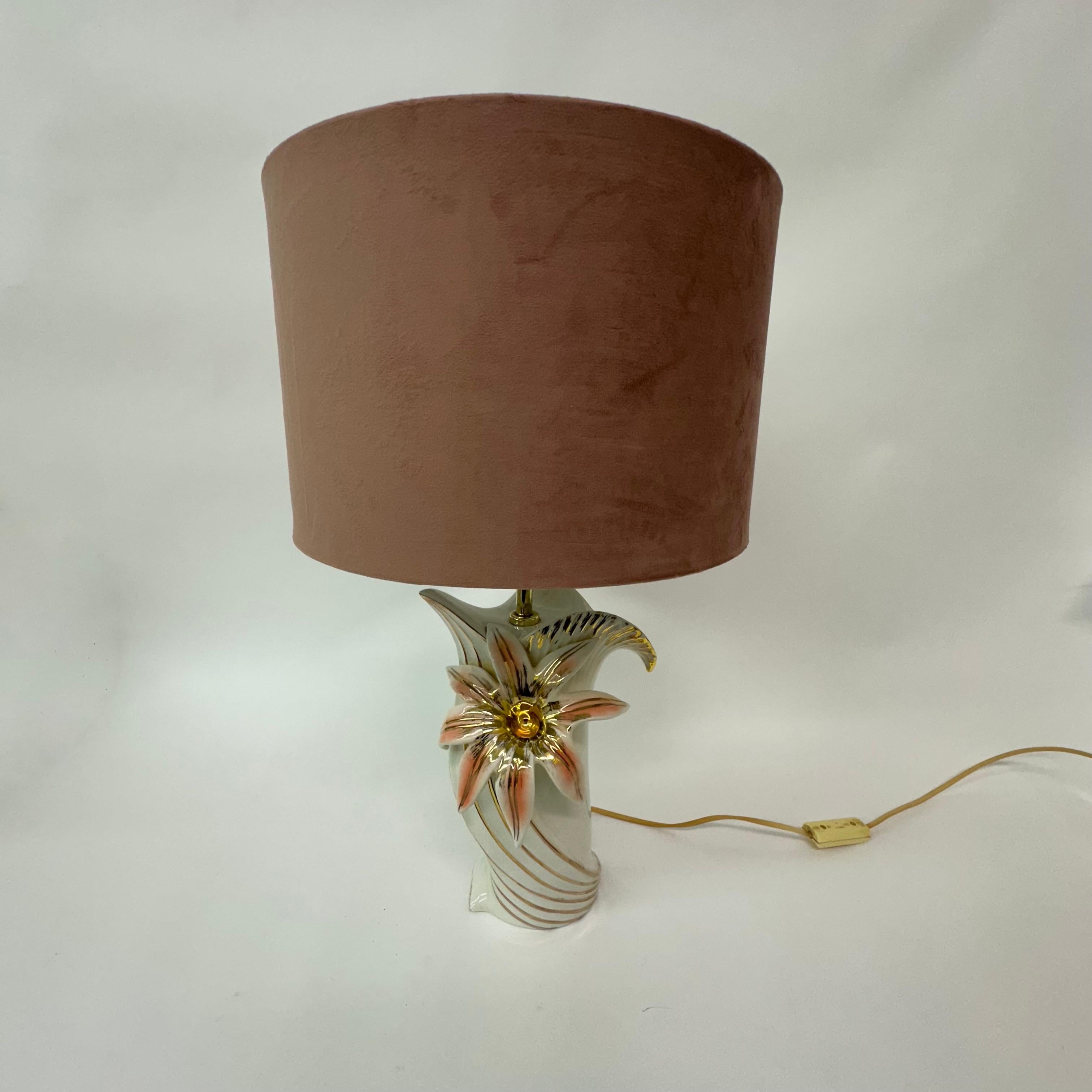 Hollywood regency bassano ceramic table lamp Italy , 1970’s For Sale 3