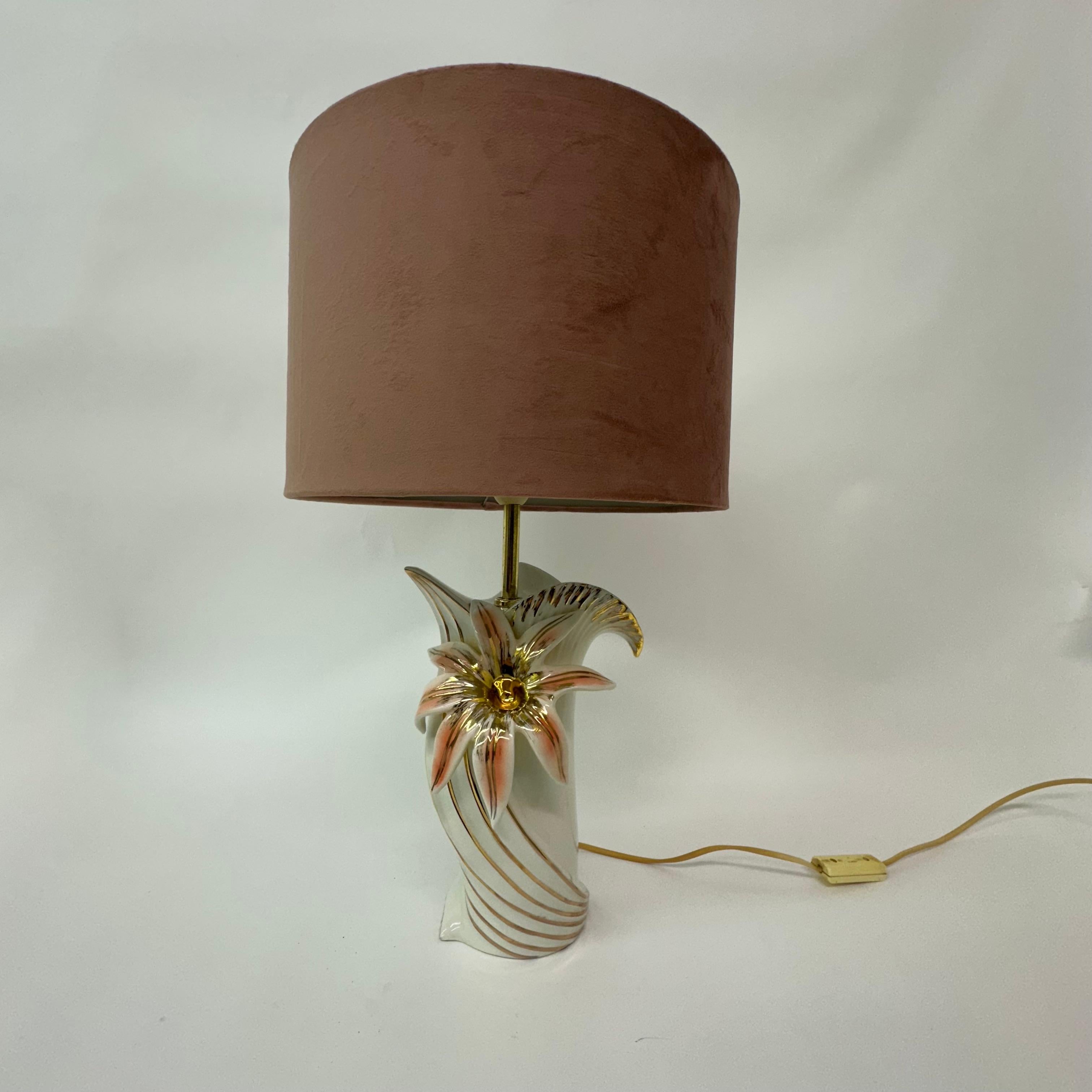 Hollywood regency bassano ceramic table lamp Italy , 1970’s For Sale 2