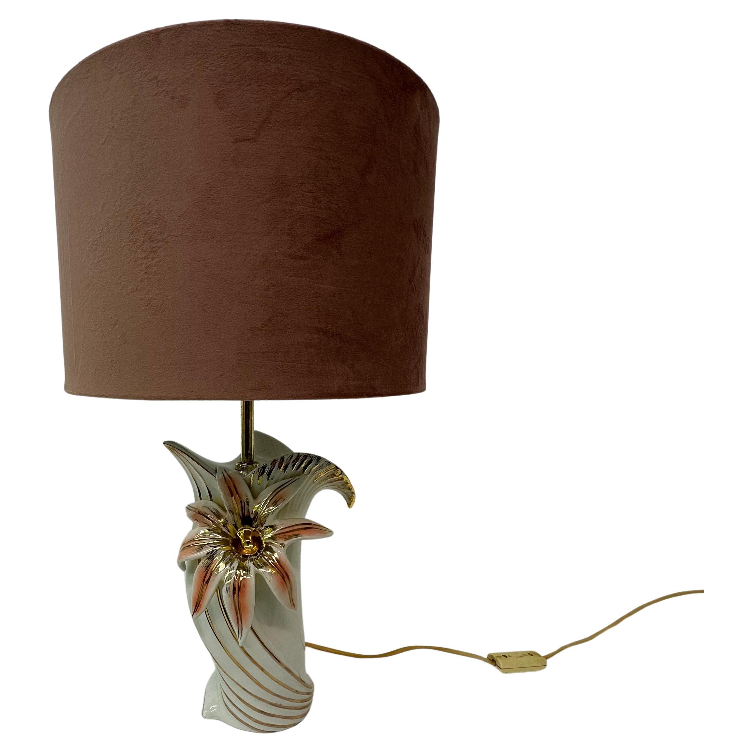 Hollywood regency bassano ceramic table lamp Italy , 1970’s For Sale