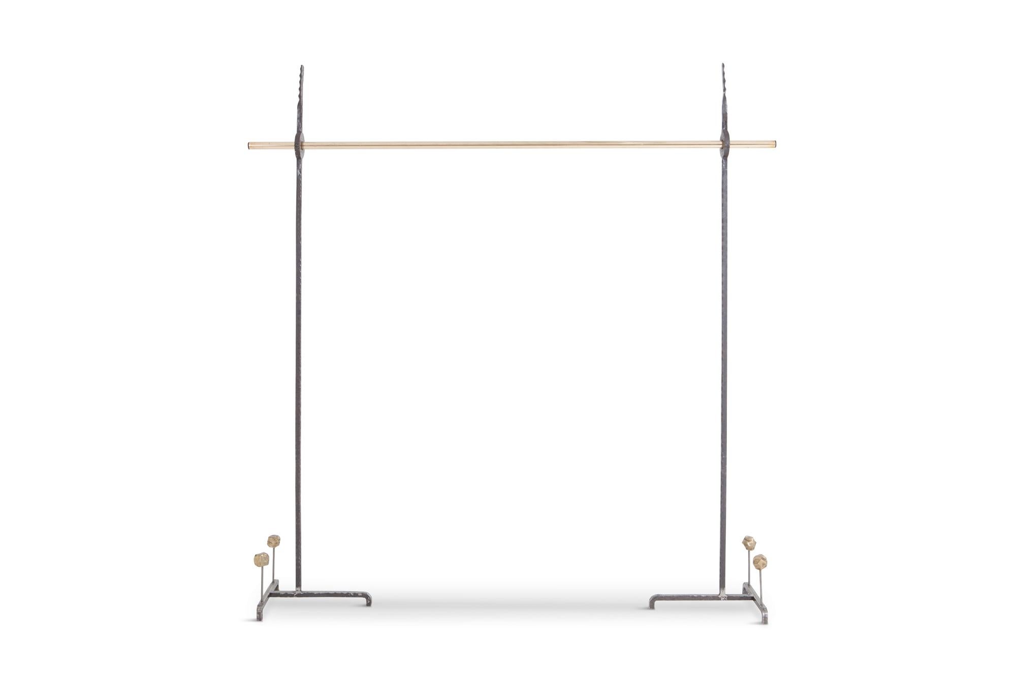 Hollywood Regency Bespoke Clothing Rack in Wrought Iron and Brass 5