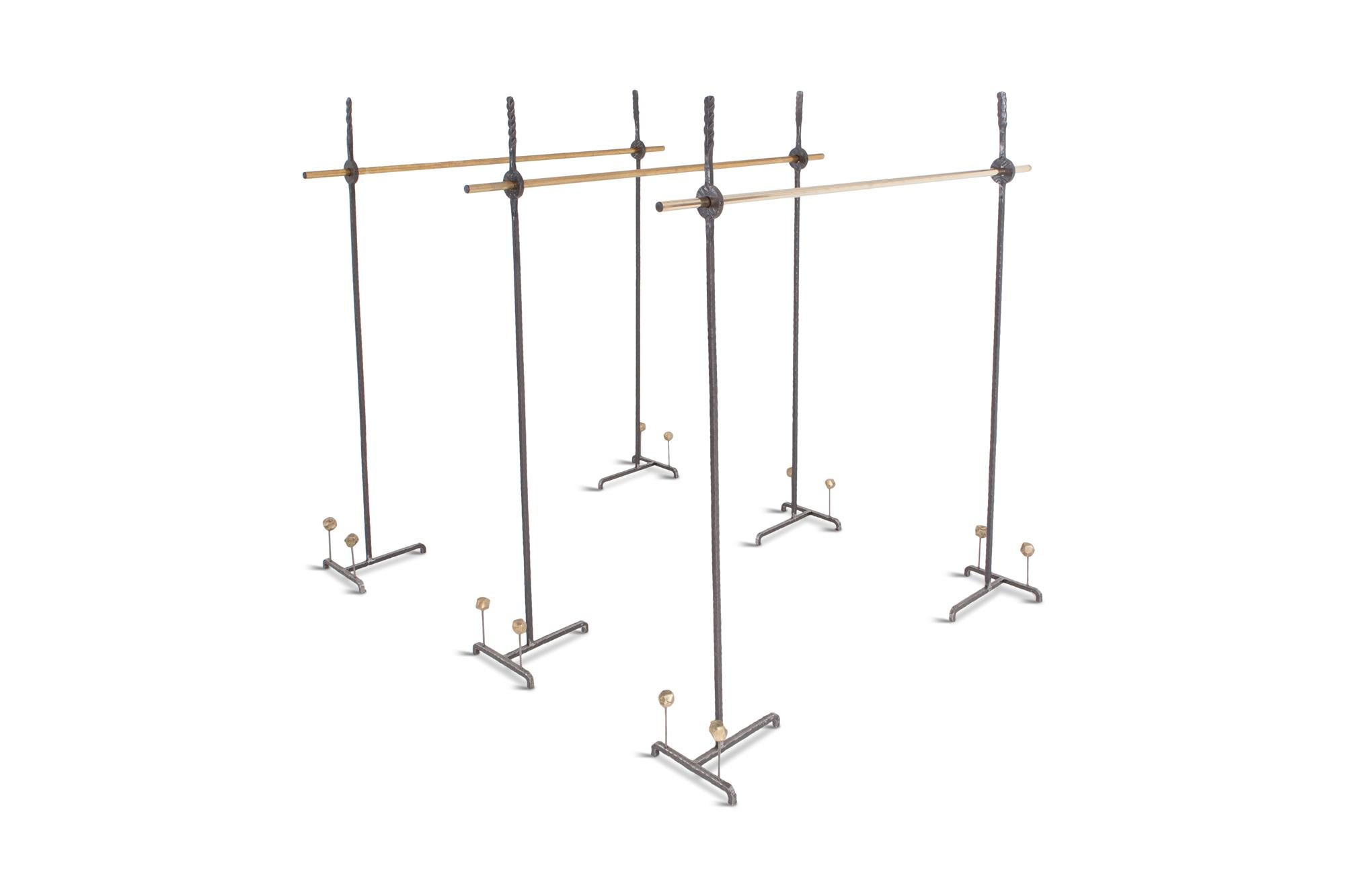 Hollywood Regency Bespoke Clothing Rack in Wrought Iron and Brass 6
